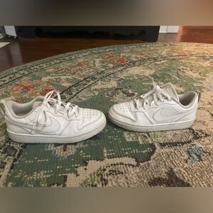 Nike youth 4 white sneakers- could use a good cleaning but decent shape